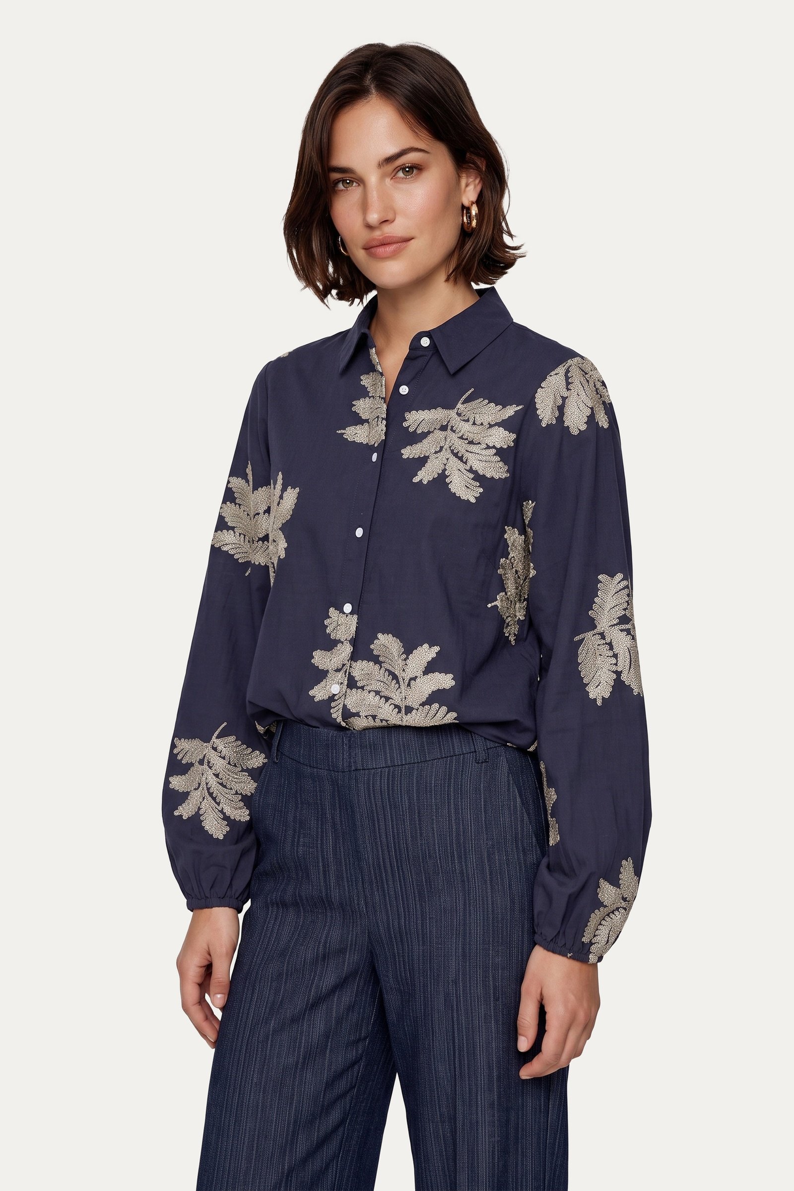 C&S Loreen blouse midnight blue sand - Afbeelding 2