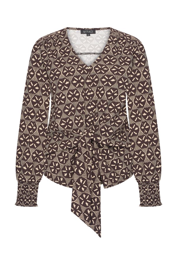 Mi Piaici Top Harvest Ikat print espresso