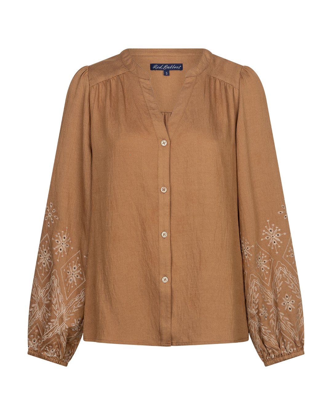 Red Button Blouse embroidery praline