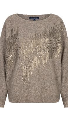 Red Button Sequin sweater clay