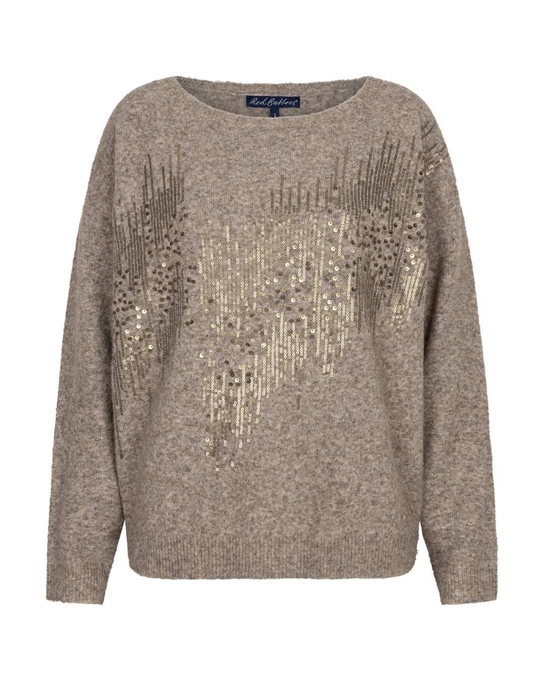 Red Button Sequin sweater clay